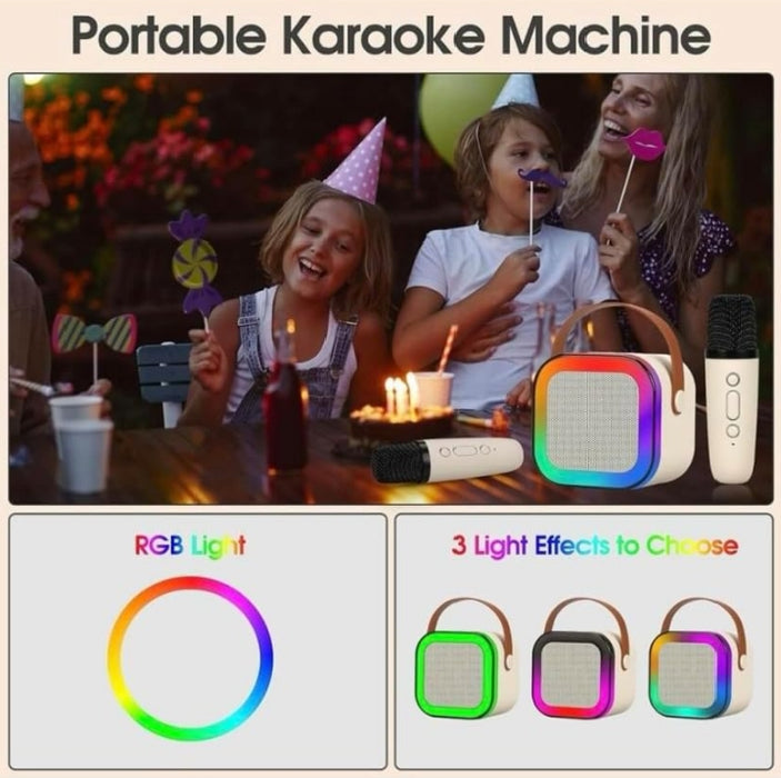 M.T Toys Mini Karaoke Machine for Kids Adults, Portable Bluetooth Karaoke Speaker with Wireless Mic & LED Light (Single Mic Karaoke Speaker)