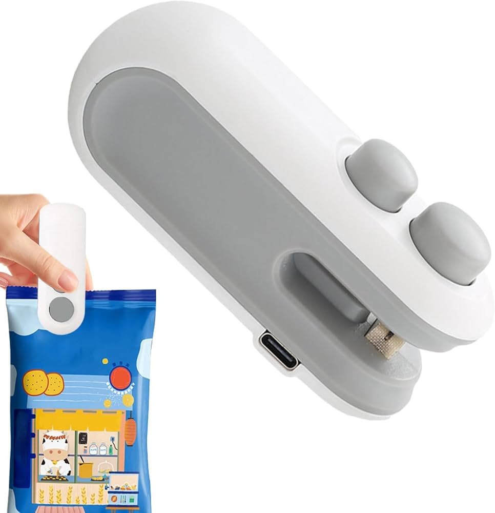 M.T Mini Seal Machine, 2 in 1 USB Rechargeable Magnetic Heat Sealing & Cutting, Portable Handheld Vacuum Sealer for Food, Snacks, Chips, Fresh Storage, Plastic Bags Sealing Machine. (Multicolor)