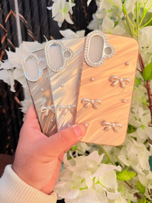 M.T Pearly bow case trendy cover iphone 16 for girls