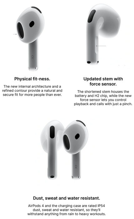 M.T Apple AirPods 4 Gen With Active Noise Cancellation - White (MASTERCOPY)