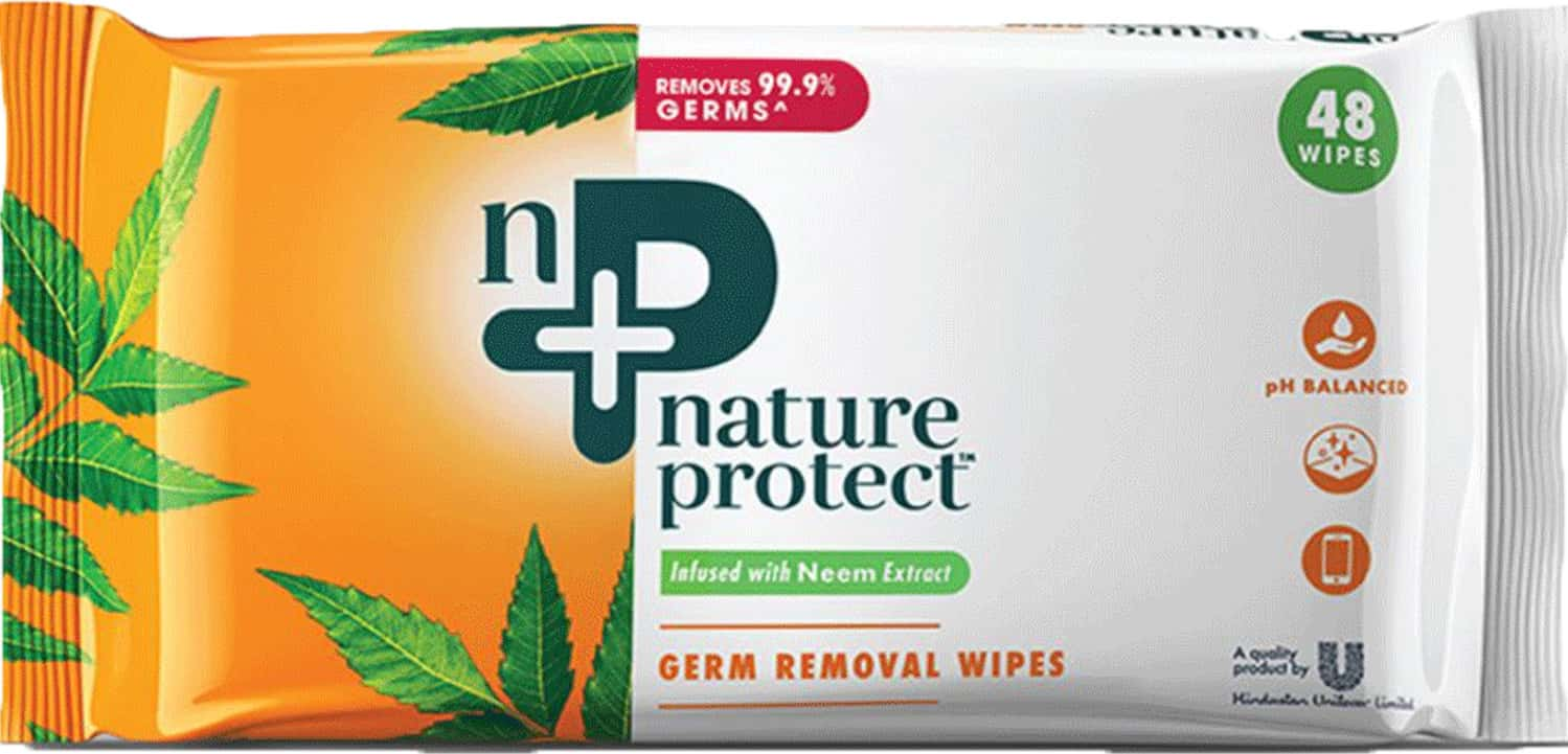 Nature Protect Germ-Removal Multipurpose Wipes With Neem, Kill Germs, Sanitize Hands & Surfaces, 100% Biodegradable, 48 Pulls pack of 3 set 144 pulls